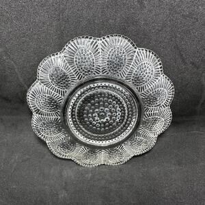 Hobnail Clear Indiana Glass Relish Tray Beaded Thousand Eyes serving small plate